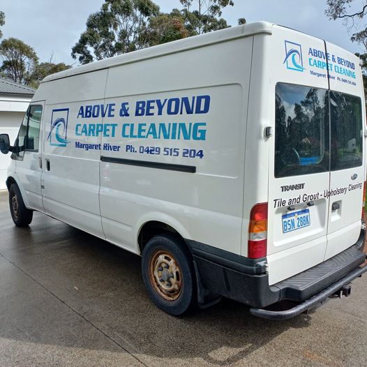 The second Above and Beyond van, signwritten for tile, grout and upholstery cleaning